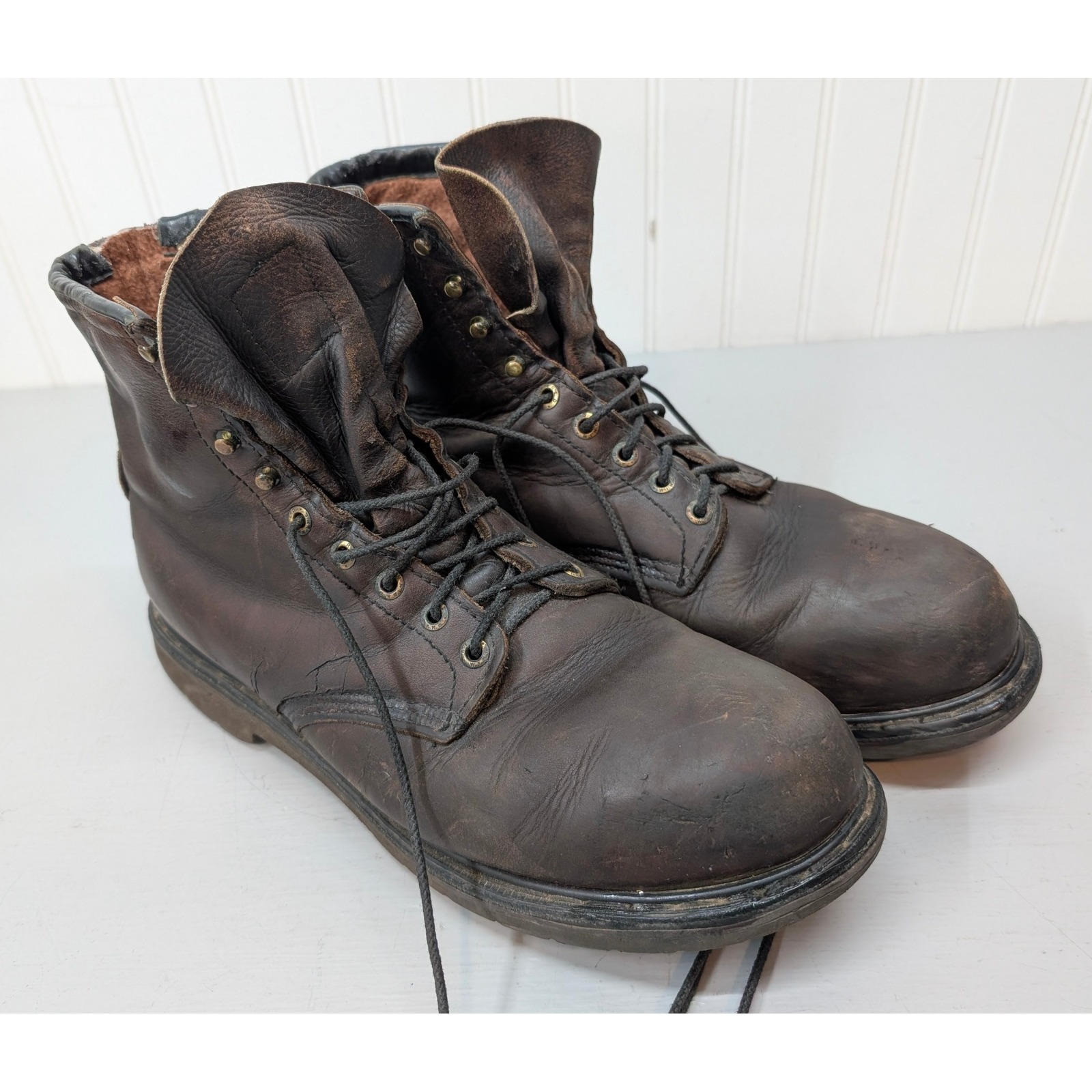 Red Wing Shoes Men's Work Boots Ansi Z41 Pt99 Brown Leather Steel Toe Usa Sz 11?